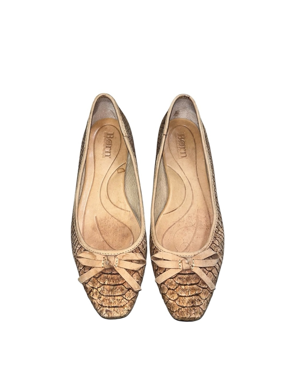 Born Snake Embossed Carri Cork Ballet Flats Size 10